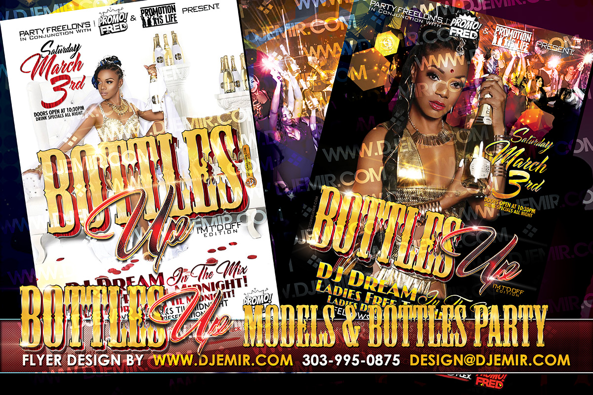 Bottles Up Gold Moddles And Bottles Flyer Design