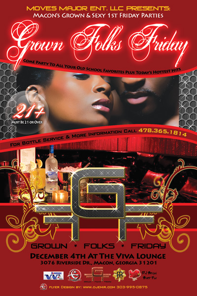 Flyer Design Grown Folks Friday Macon Georgia Front Flyer Design