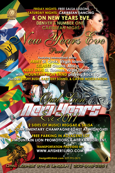 Opal Lion New Years Eve Denver Dancehall Reggae Salsa